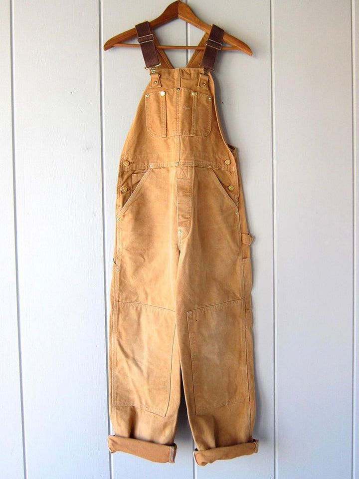 Rosie - Women's Relaxed Fit Wide - Leg Dungarees with Multi - Pocket - Overall - Brown - Davies & Cooper