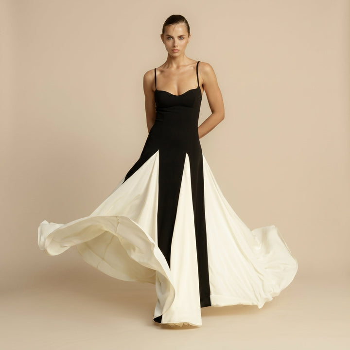 Rosie - Women's Sweetheart Colour Block Evening Maxi Dress - Maxi Dress - Black - Davies & Cooper