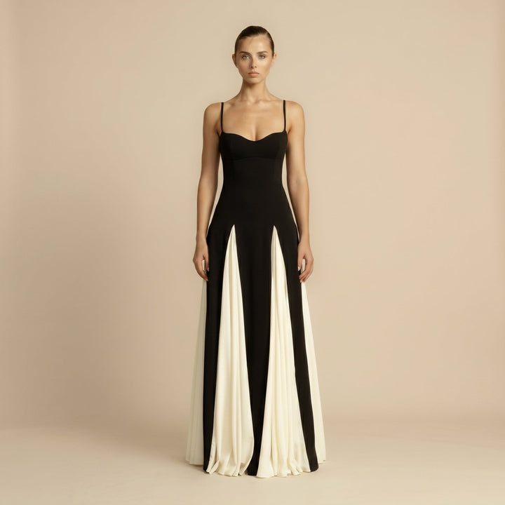 Rosie - Women's Sweetheart Colour Block Evening Maxi Dress - Maxi Dress - Black - Davies & Cooper