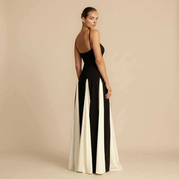 Rosie - Women's Sweetheart Colour Block Evening Maxi Dress - Maxi Dress - Black - Davies & Cooper
