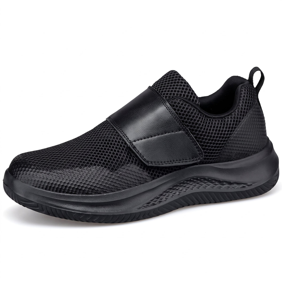 Rowan - Men's Orthopaedic Wide Fit Trainers with Adjustable Velcro Strap - Sneakers - Black - Davies & Cooper