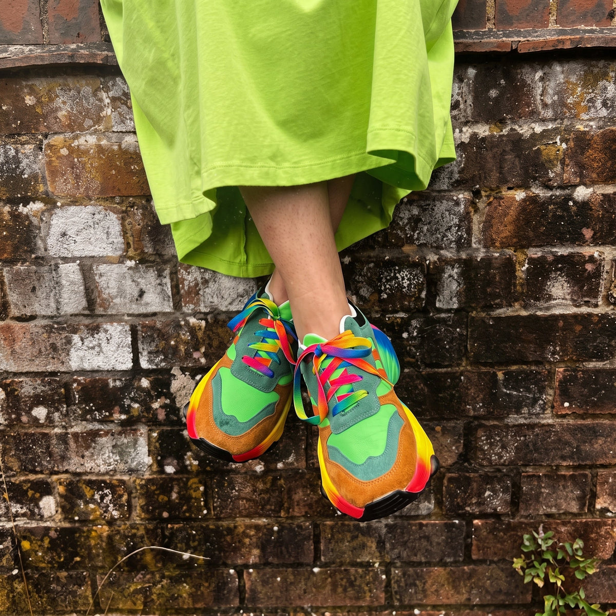 Rowan - Women's Orthopaedic Rainbow Chunky Trainers - Sneakers - Green - Davies & Cooper