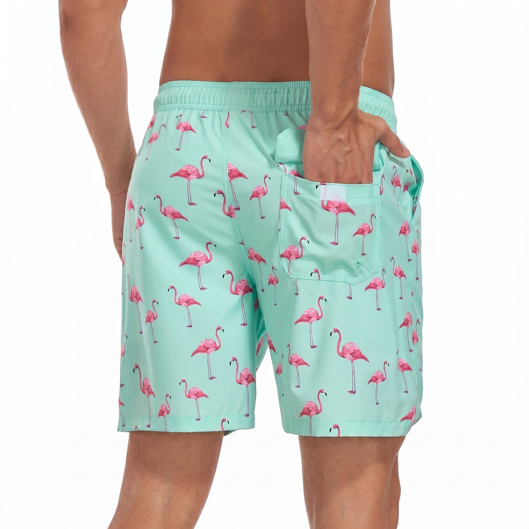 Ryan - Men's Summer Printed Drawstring Swimming Shorts - Shorts Men - Mint Green - Davies & Cooper
