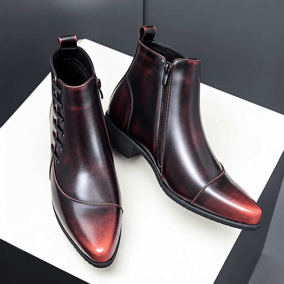 Samuel - Men's Lace-Up Ankle Boots with Zip Closure - Boots - Brown - Davies & Cooper