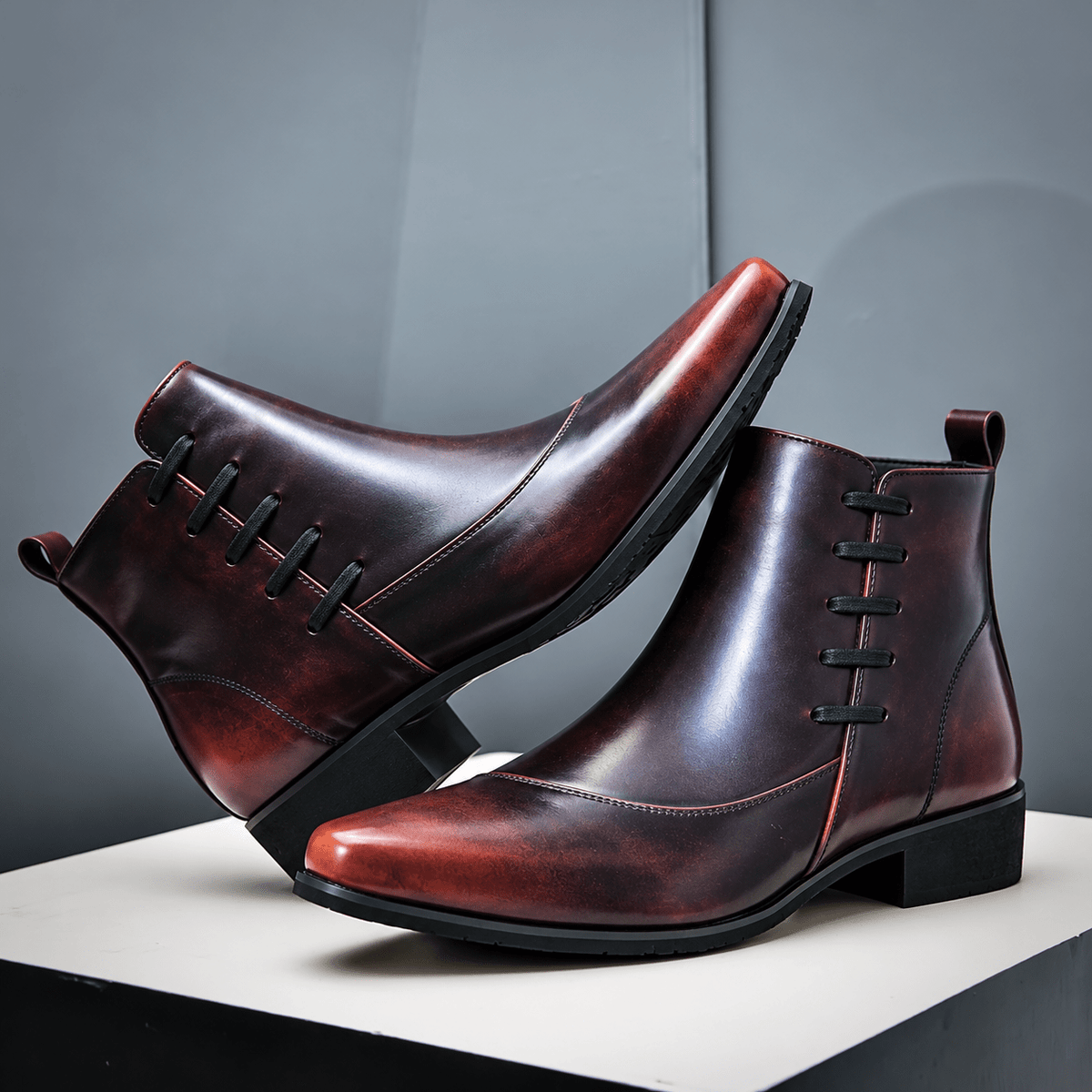 Samuel - Men's Lace-Up Ankle Boots with Zip Closure - Boots - Brown - Davies & Cooper