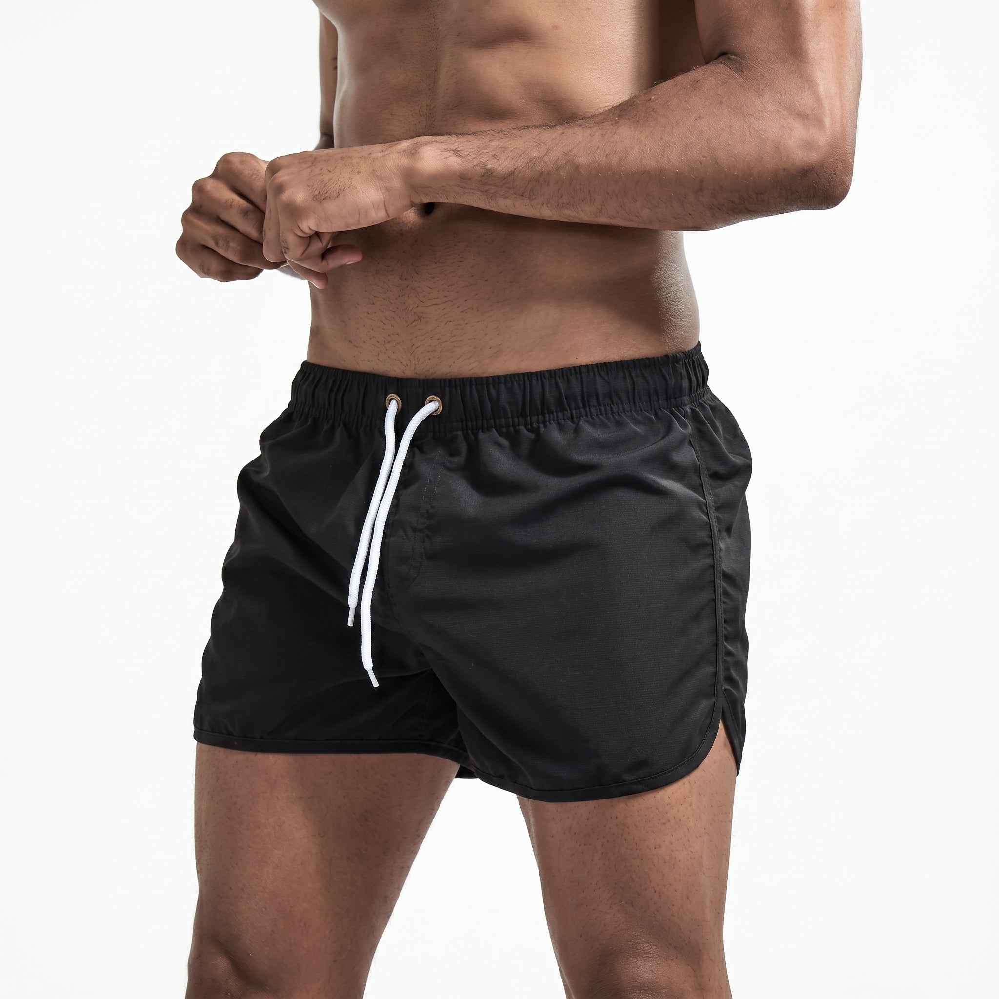 Samuel - Men's Summer Drawstring Waist Swim Shorts - Swim Shorts - Black - Davies & Cooper