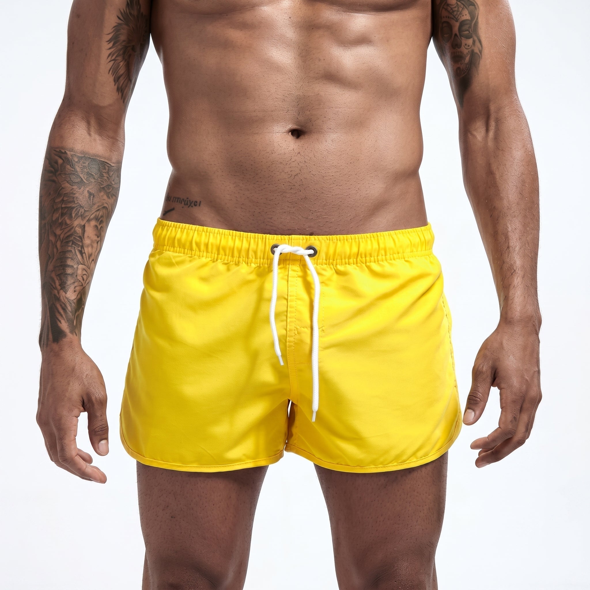 Samuel - Men's Summer Drawstring Waist Swim Shorts - Swim Shorts - Yellow - Davies & Cooper