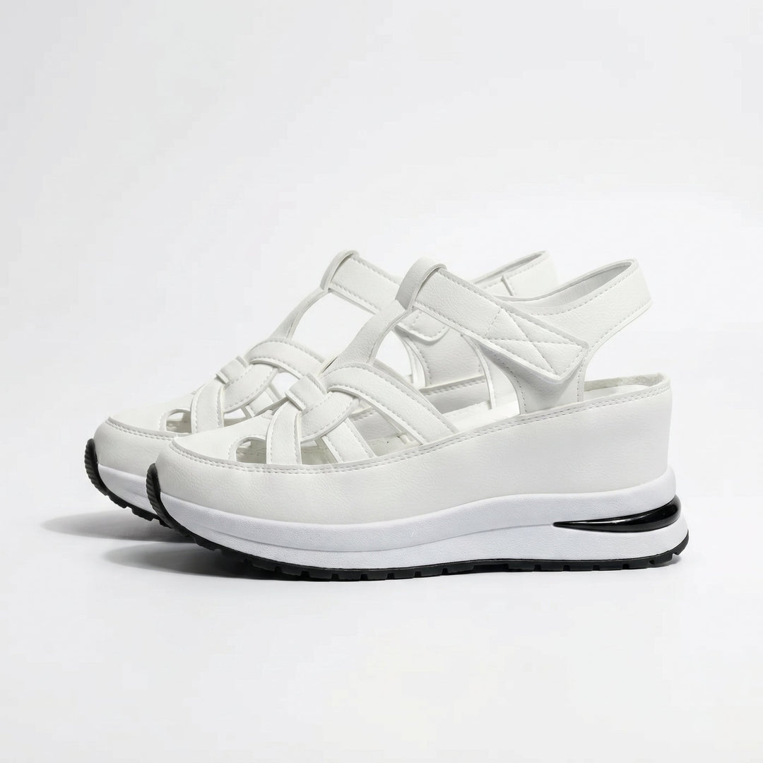 Serena - Women's Platform Sandals with Cut - Out Straps - Sandals - White - Davies & Cooper