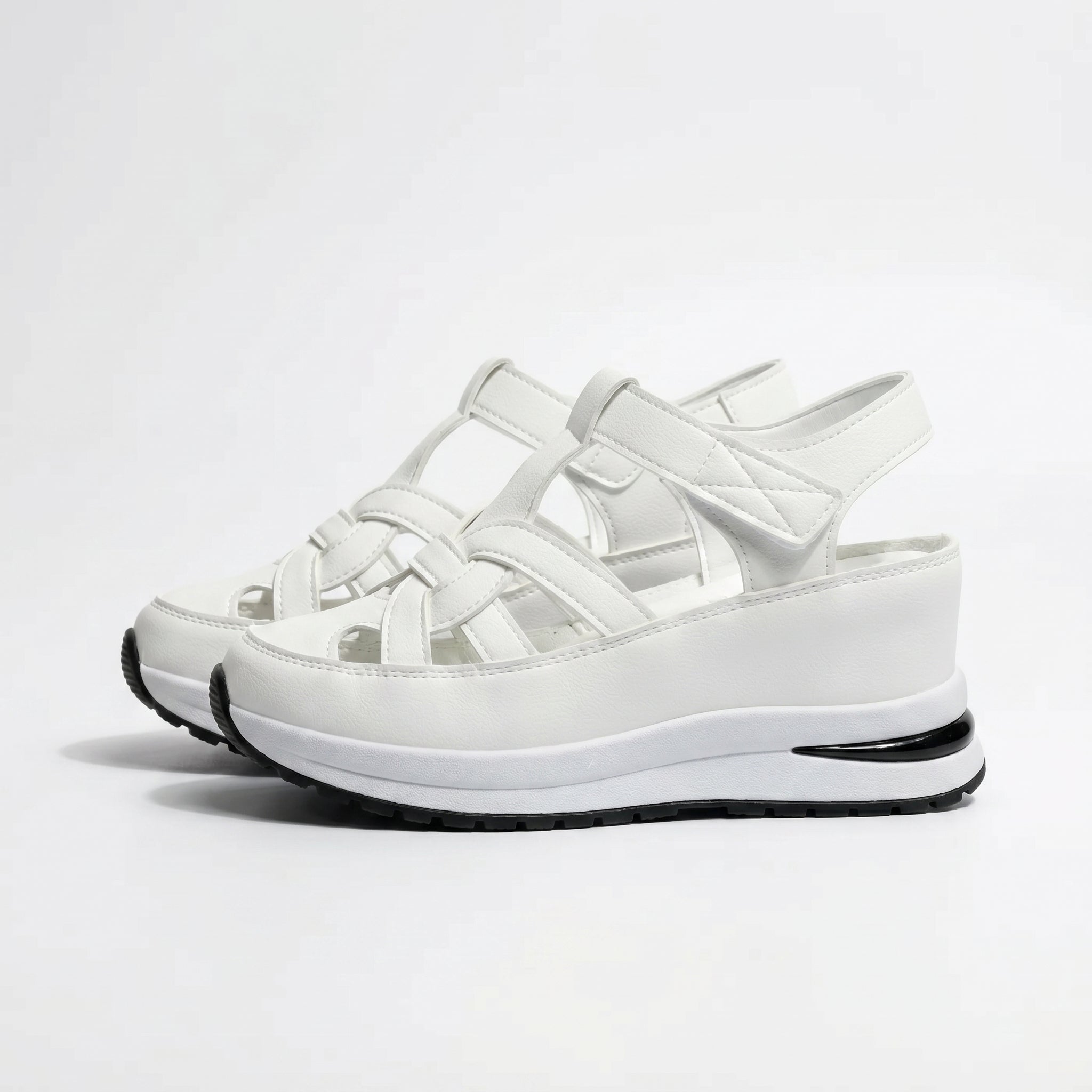Serena - Women's Platform Sandals with Cut - Out Straps - Sandals - White - Davies & Cooper