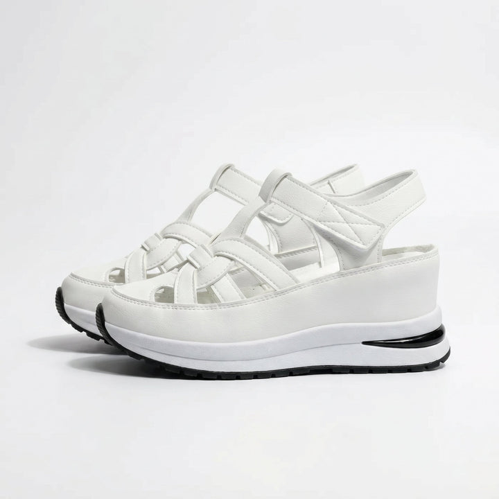 Serena - Women's Platform Sandals with Cut - Out Straps - Sandals - White - Davies & Cooper