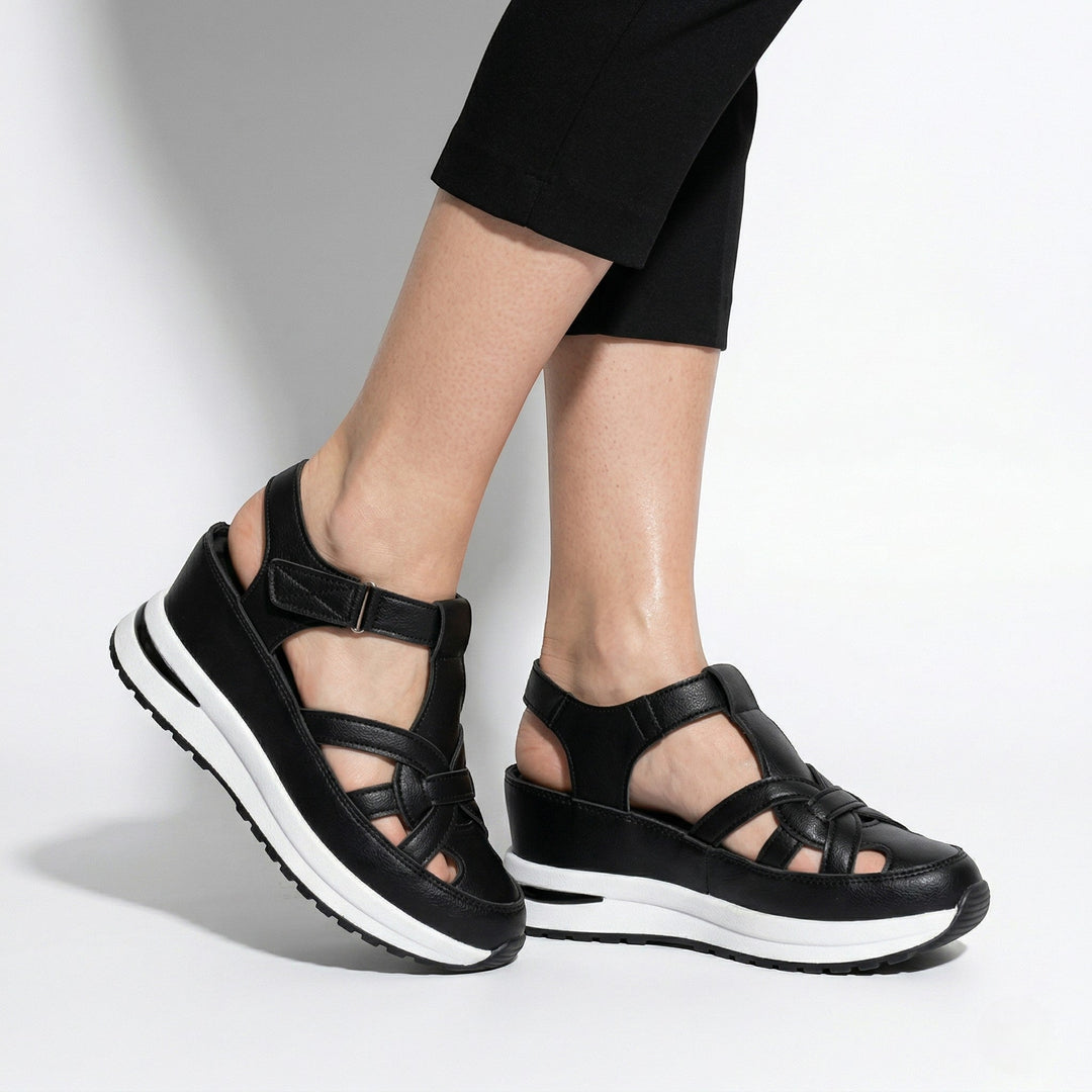 Serena - Women's Platform Sandals with Cut - Out Straps - Sandals - White - Davies & Cooper