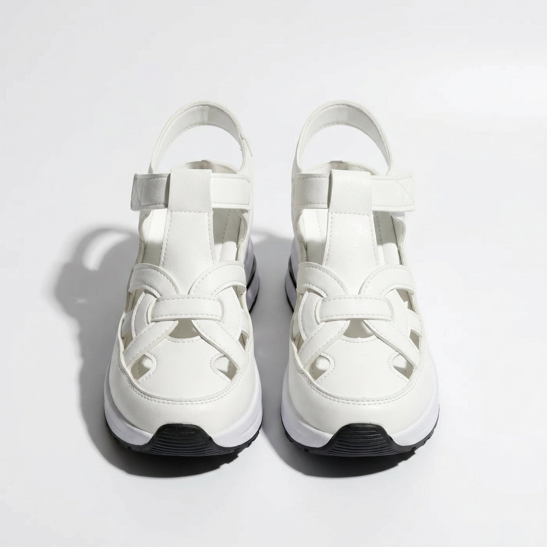 Serena - Women's Platform Sandals with Cut - Out Straps - Sandals - White - Davies & Cooper