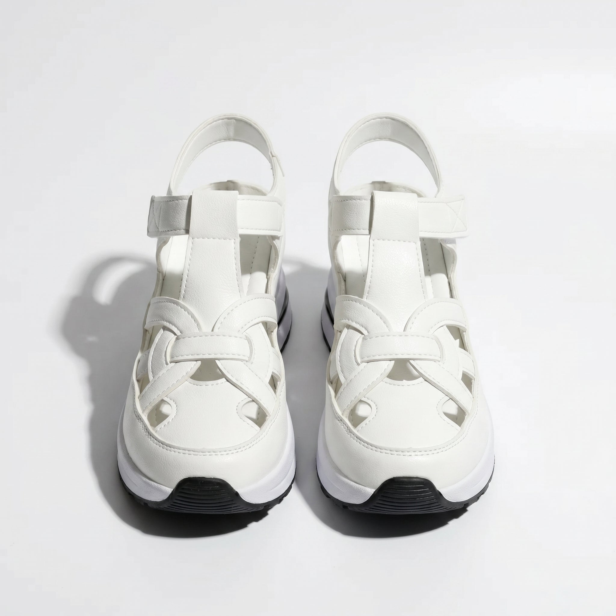 Serena - Women's Platform Sandals with Cut - Out Straps - Sandals - White - Davies & Cooper