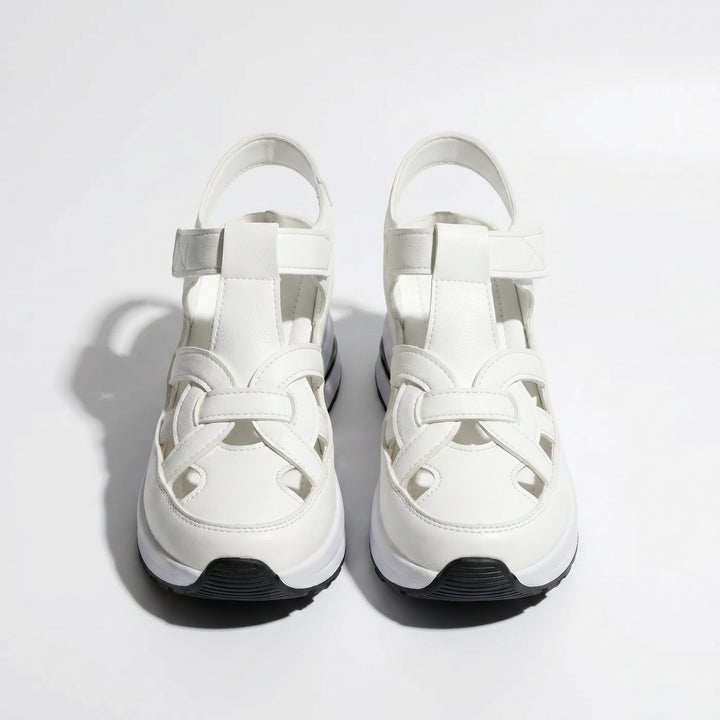 Serena - Women's Platform Sandals with Cut - Out Straps - Sandals - White - Davies & Cooper