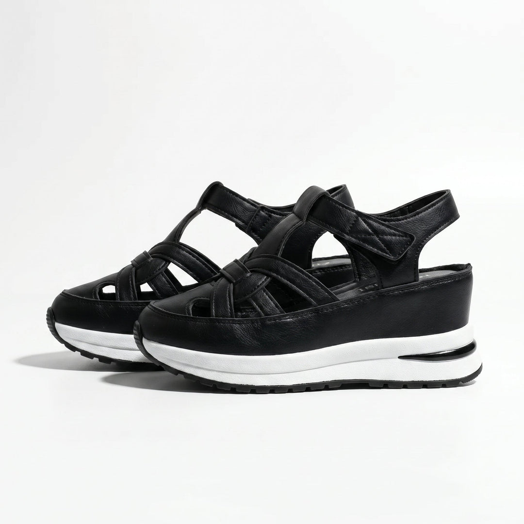 Serena - Women's Platform Sandals with Cut - Out Straps - Sandals - White - Davies & Cooper