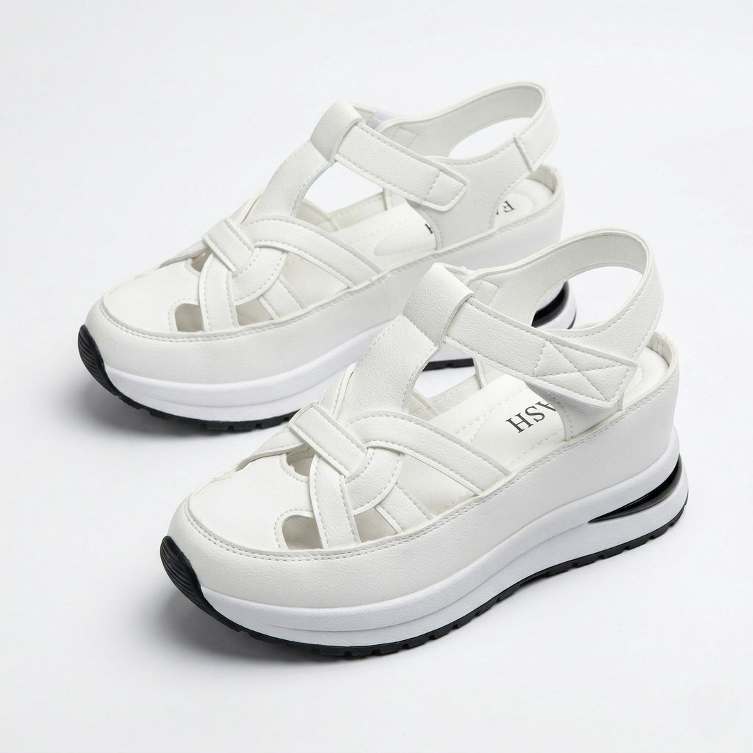 Serena - Women's Platform Sandals with Cut - Out Straps - Sandals - White - Davies & Cooper