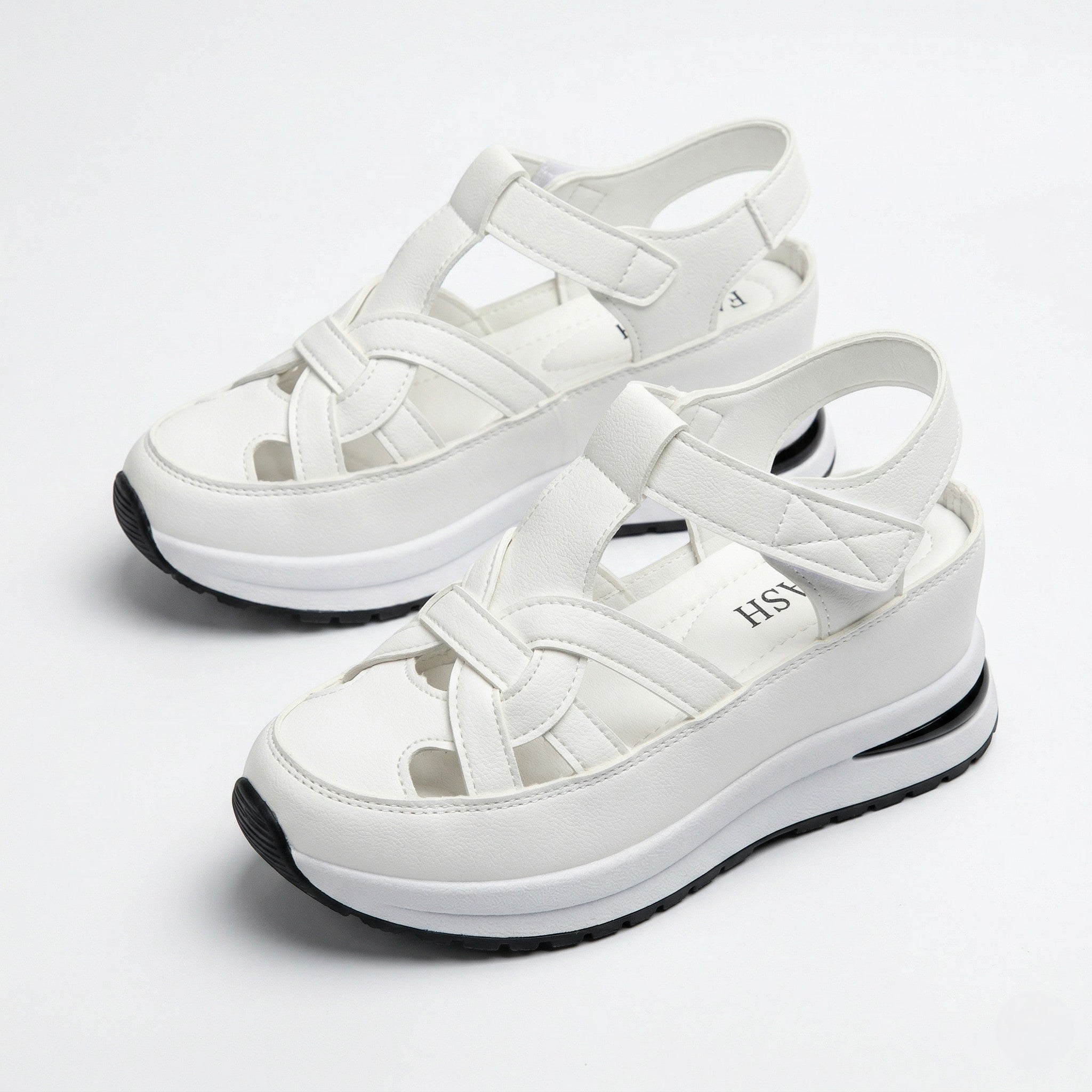 Serena - Women's Platform Sandals with Cut - Out Straps - Sandals - White - Davies & Cooper