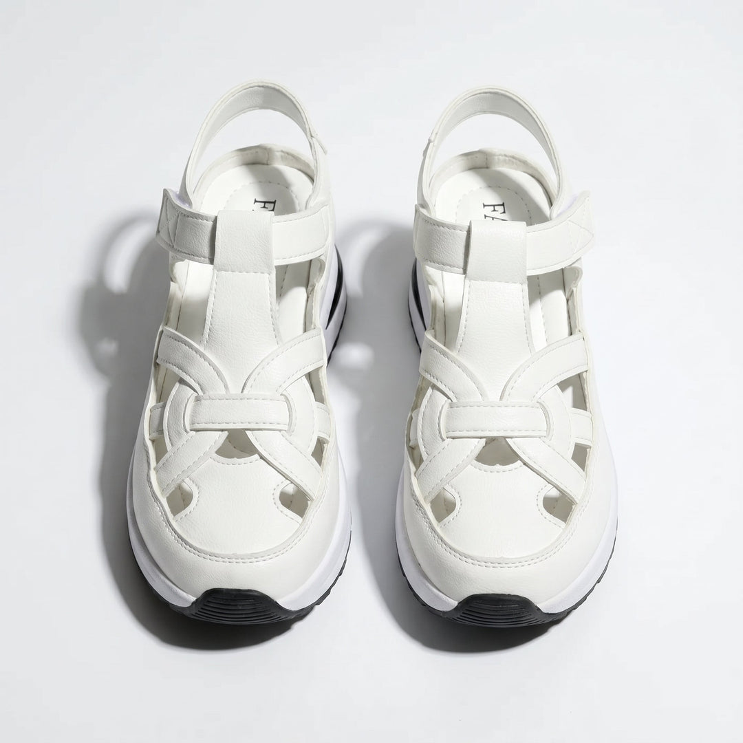 Serena - Women's Platform Sandals with Cut - Out Straps - Sandals - White - Davies & Cooper