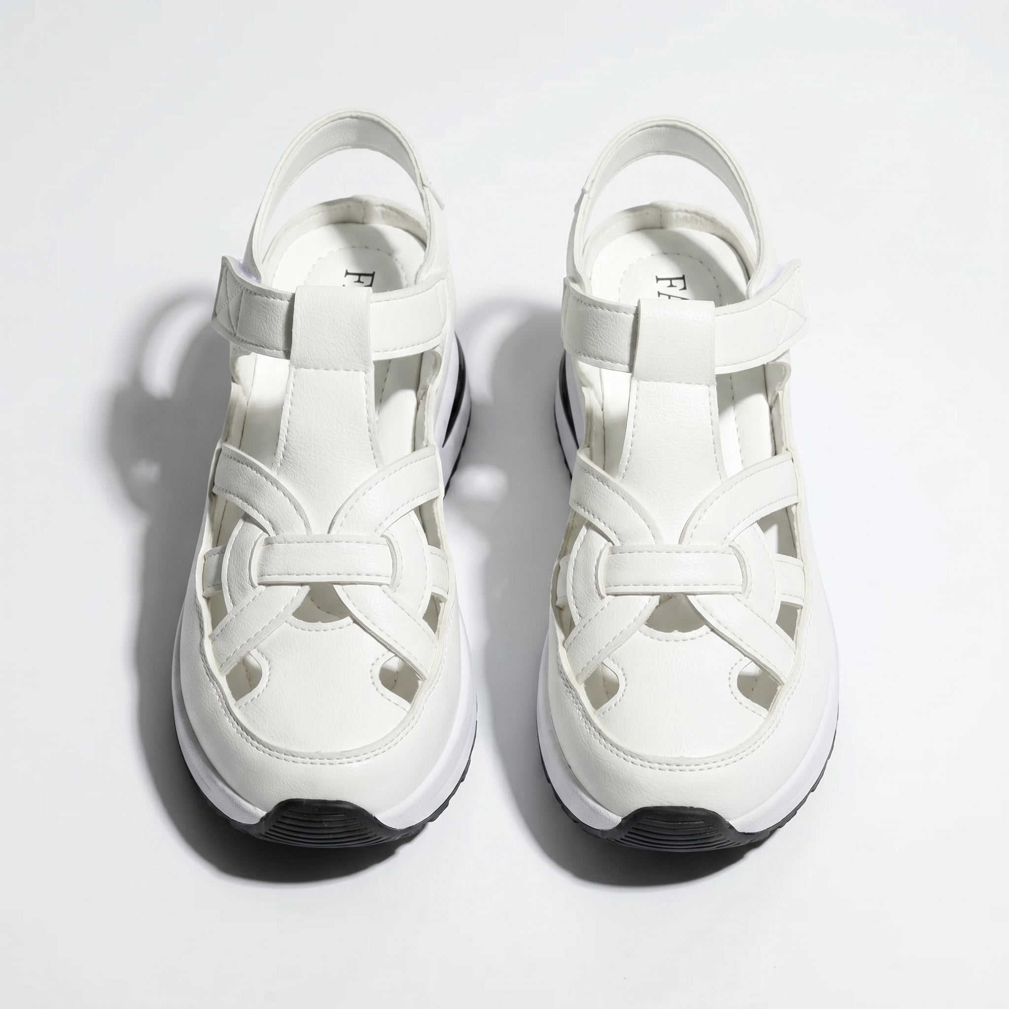 Serena - Women's Platform Sandals with Cut - Out Straps - Sandals - White - Davies & Cooper