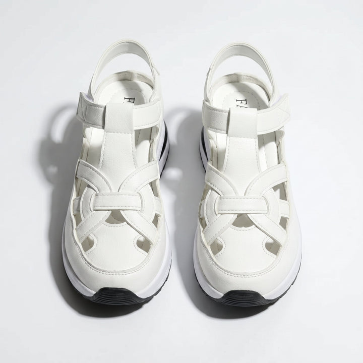 Serena - Women's Platform Sandals with Cut - Out Straps - Sandals - White - Davies & Cooper