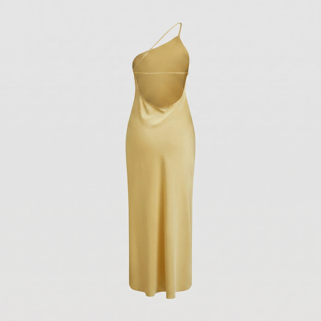 Sofia - Women's Evening Side Slit Maxi Dress with Open Back - Dresses - Yellow - Davies & Cooper