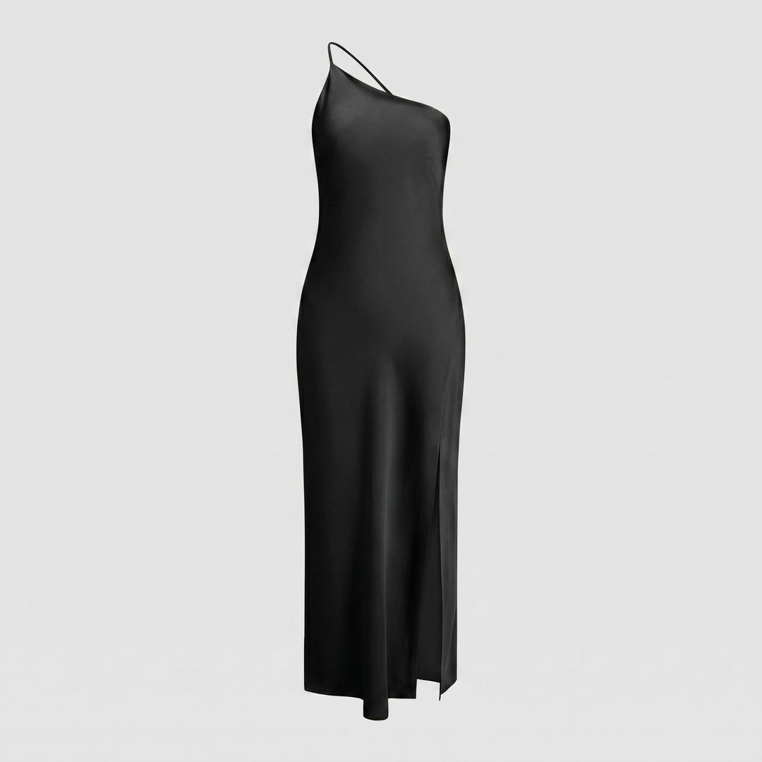 Sofia - Women's Evening Side Slit Maxi Dress with Open Back - Dresses - Black - Davies & Cooper