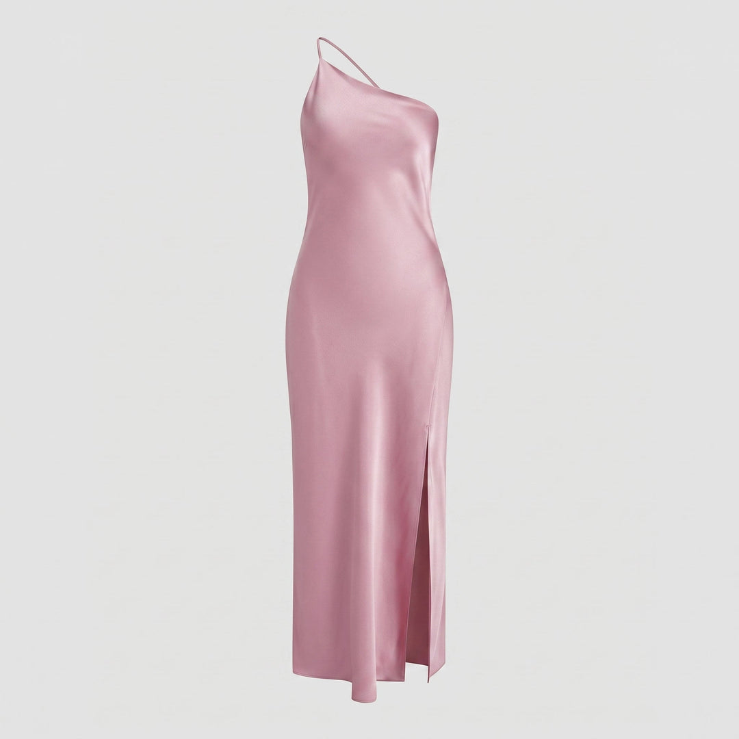 Sofia - Women's Evening Side Slit Maxi Dress with Open Back - Dresses - Pink - Davies & Cooper