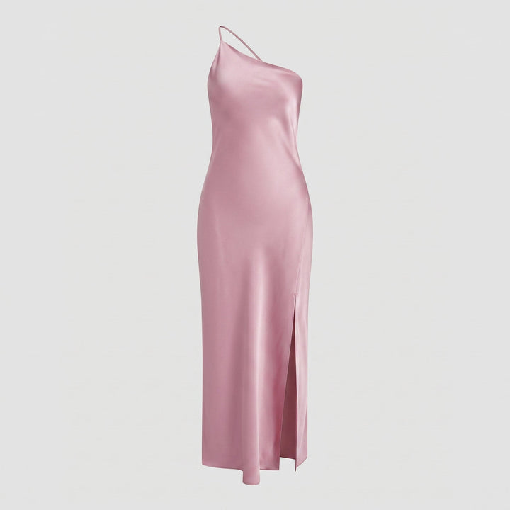 Sofia - Women's Evening Side Slit Maxi Dress with Open Back - Dresses - Pink - Davies & Cooper