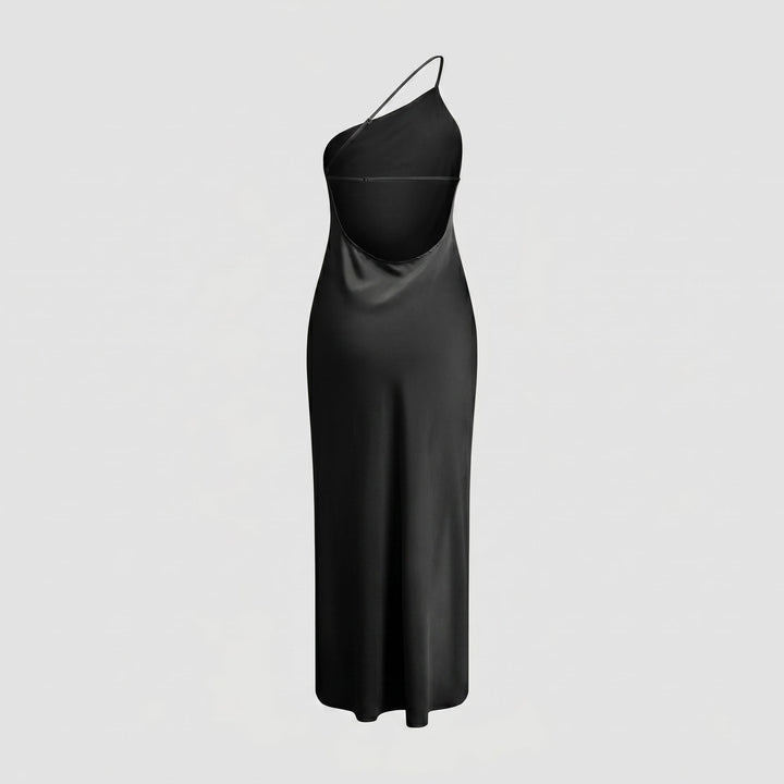 Sofia - Women's Evening Side Slit Maxi Dress with Open Back - Dresses - Black - Davies & Cooper