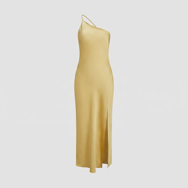 Sofia - Women's Evening Side Slit Maxi Dress with Open Back - Dresses - Yellow - Davies & Cooper