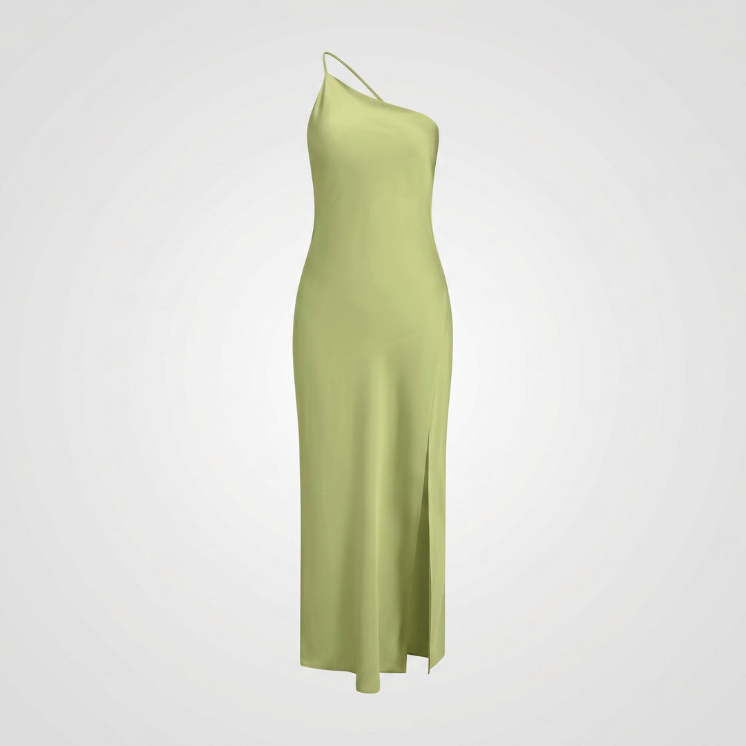Sofia - Women's Evening Side Slit Maxi Dress with Open Back - Dresses - Green - Davies & Cooper