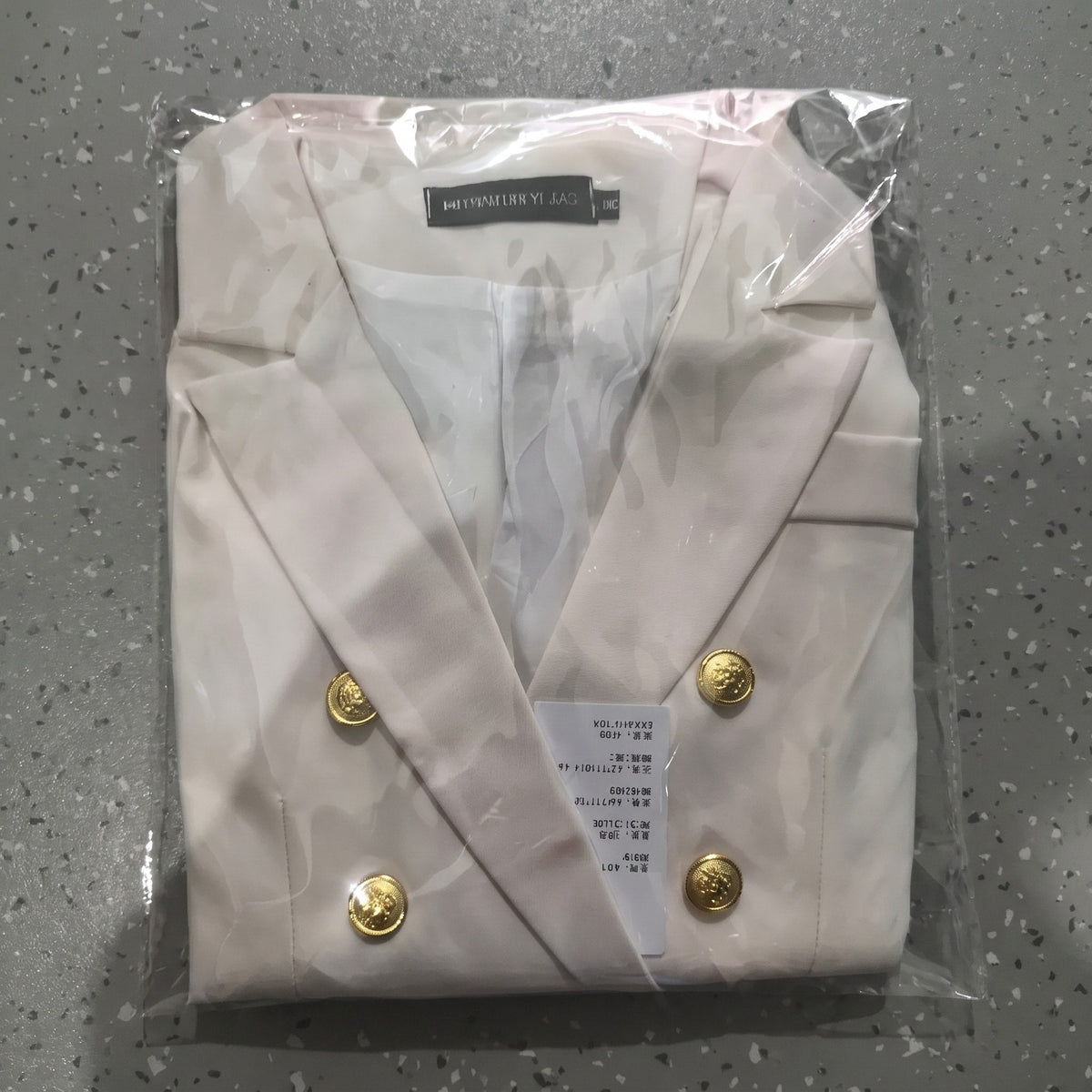 Sophia - Women's Double-Breasted Tailored Blazer with Gold Buttons - Blazers - White - Davies & Cooper