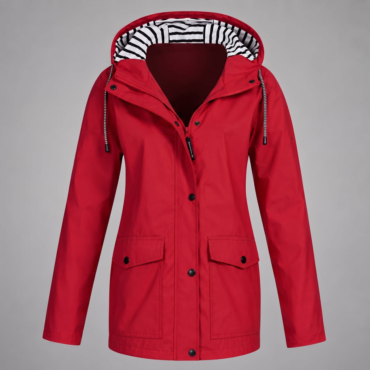 Sophie - Women's Hooded Rain Jacket with Adjustable Drawstring - Rain Coat - Red - Davies & Cooper