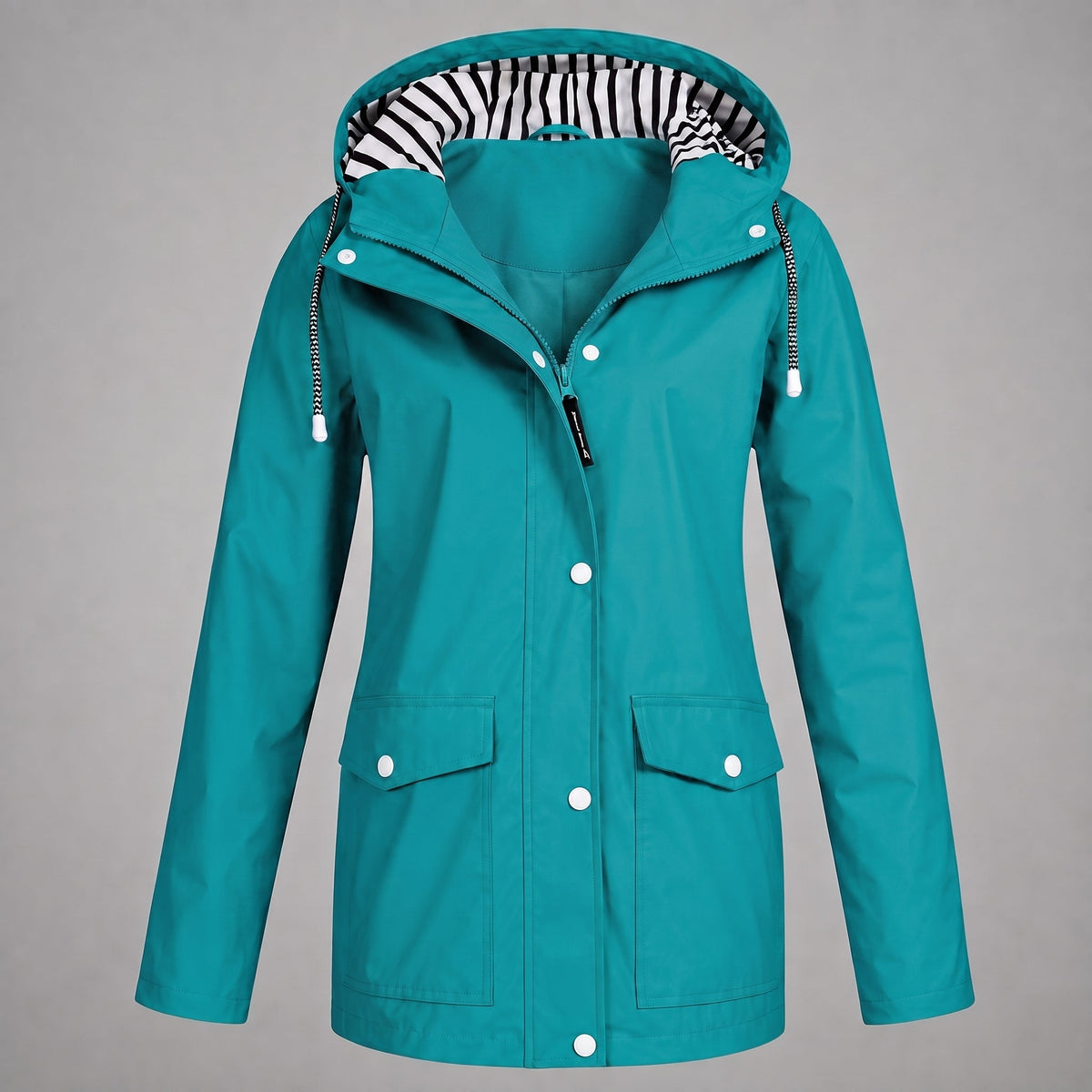 Sophie - Women's Hooded Rain Jacket with Adjustable Drawstring - Rain Coat - Green - Davies & Cooper