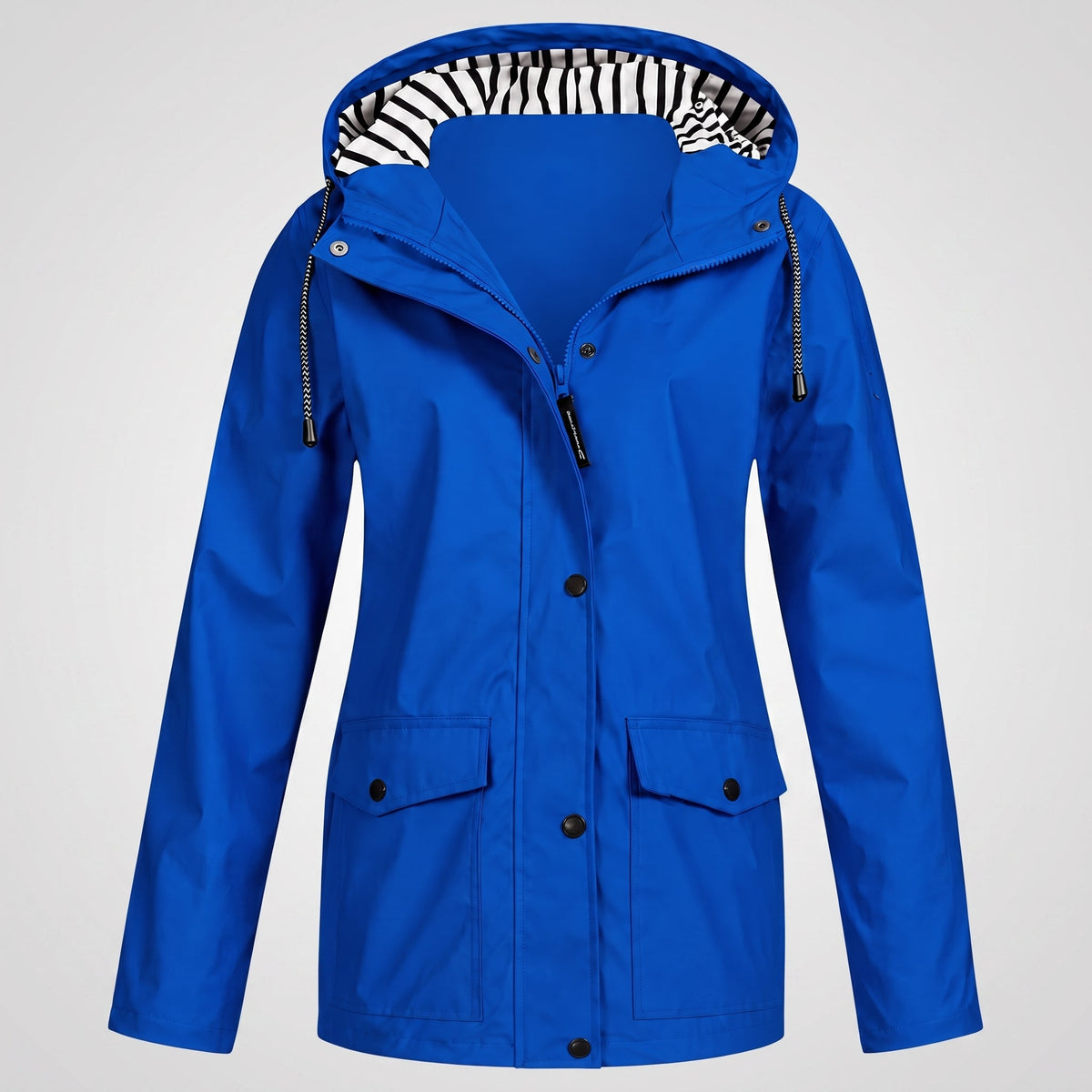 Sophie - Women's Hooded Rain Jacket with Adjustable Drawstring - Rain Coat - Blue - Davies & Cooper
