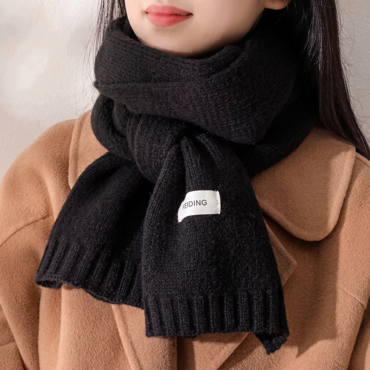 Sophie - Women's Long Knit Winter Scarf with Soft Wrap Style - Scarves & Shawls - Black - Davies & Cooper