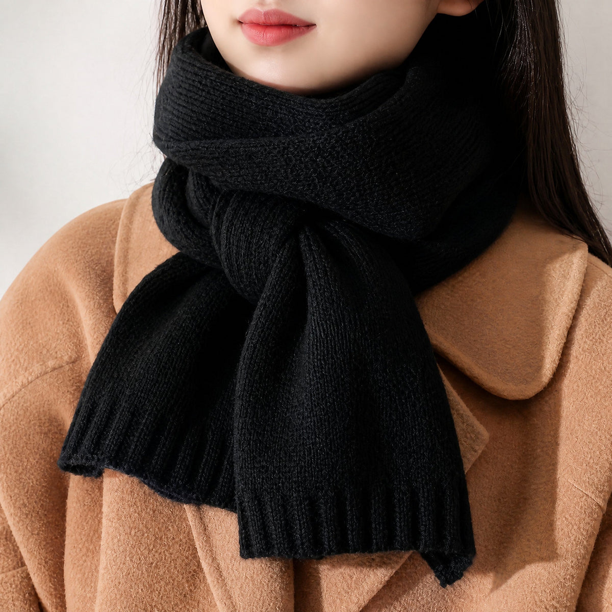 Sophie - Women's Long Knit Winter Scarf with Soft Wrap Style - Scarves & Shawls - Black - Davies & Cooper