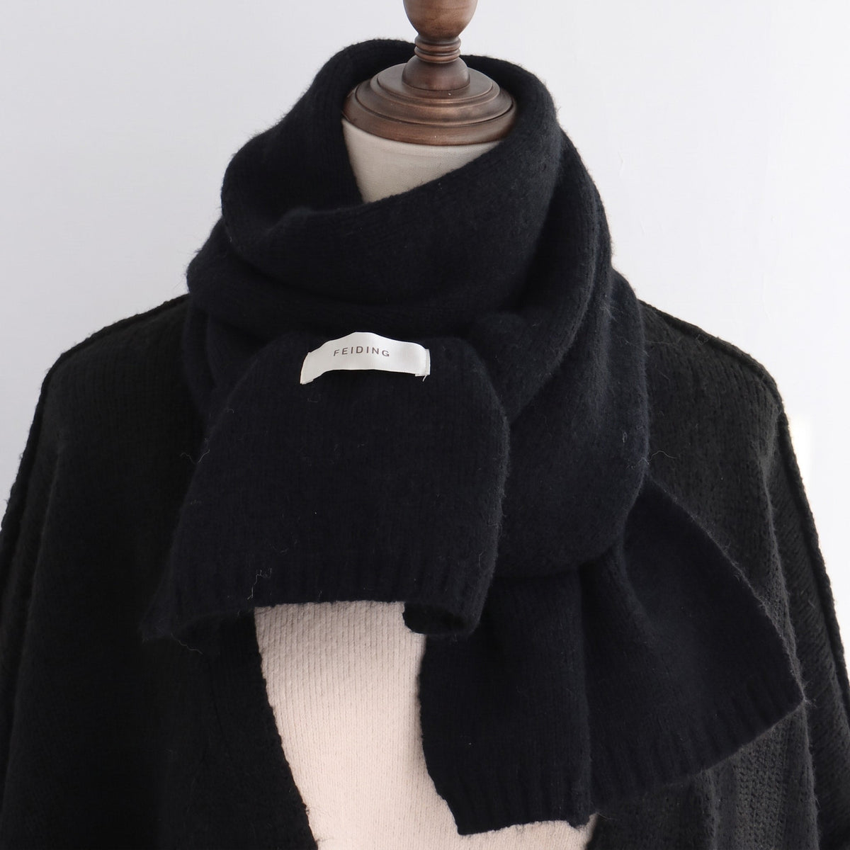 Sophie - Women's Long Knit Winter Scarf with Soft Wrap Style - Scarves & Shawls - Black - Davies & Cooper