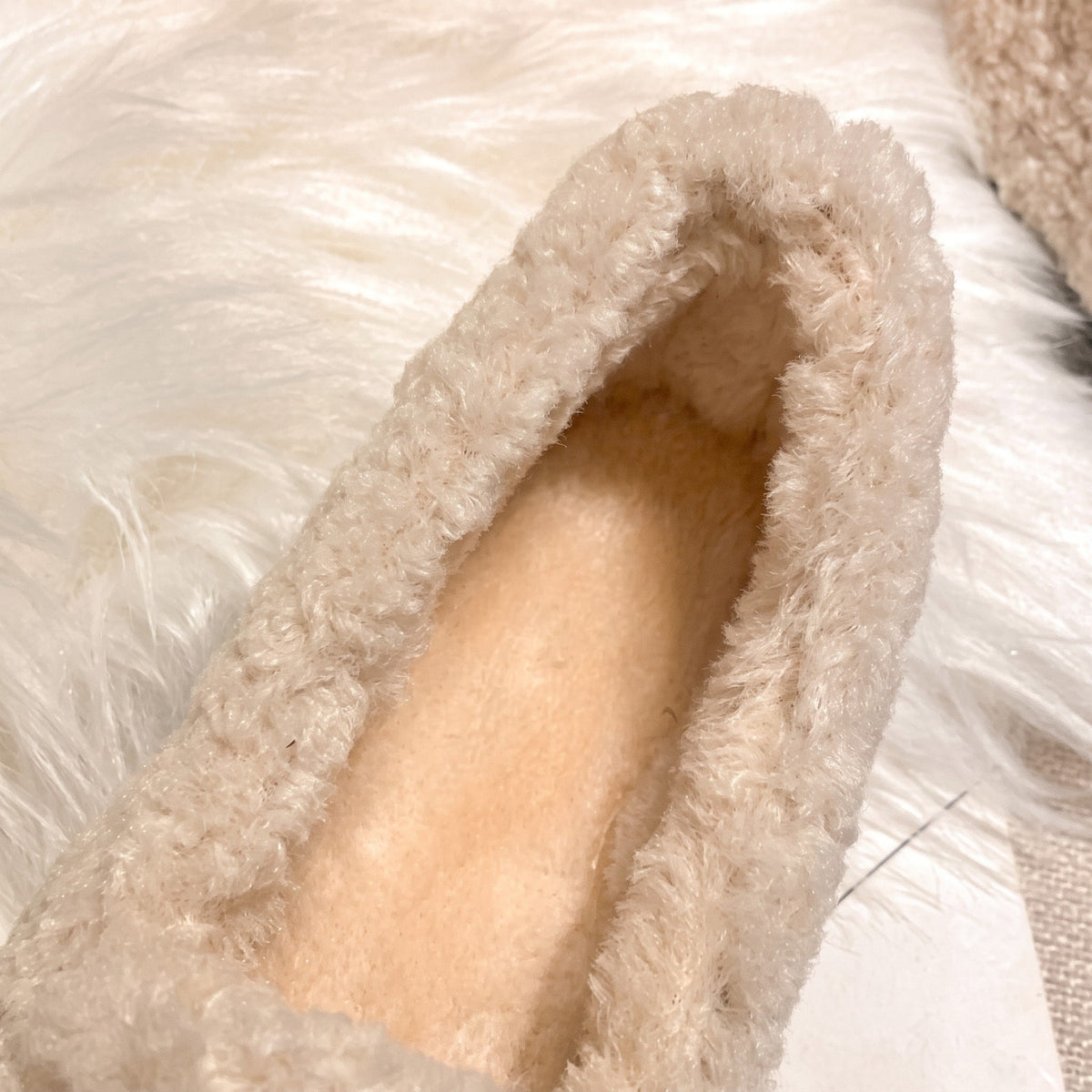 Sophie - Women's Pearl Embellished Faux Fur Loafers with Flat Sole - Flats - Khaki - Davies & Cooper