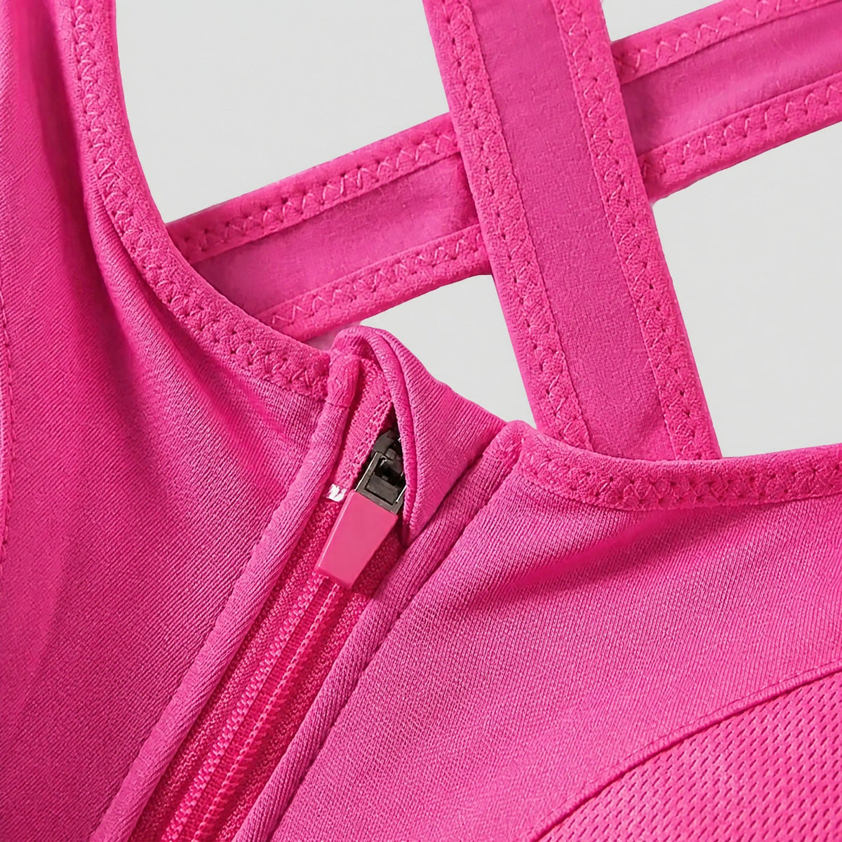 Sophie - Women's Zip Front Sports Bra with Adjustable Back Straps - Sport Bras - Pink - Davies & Cooper