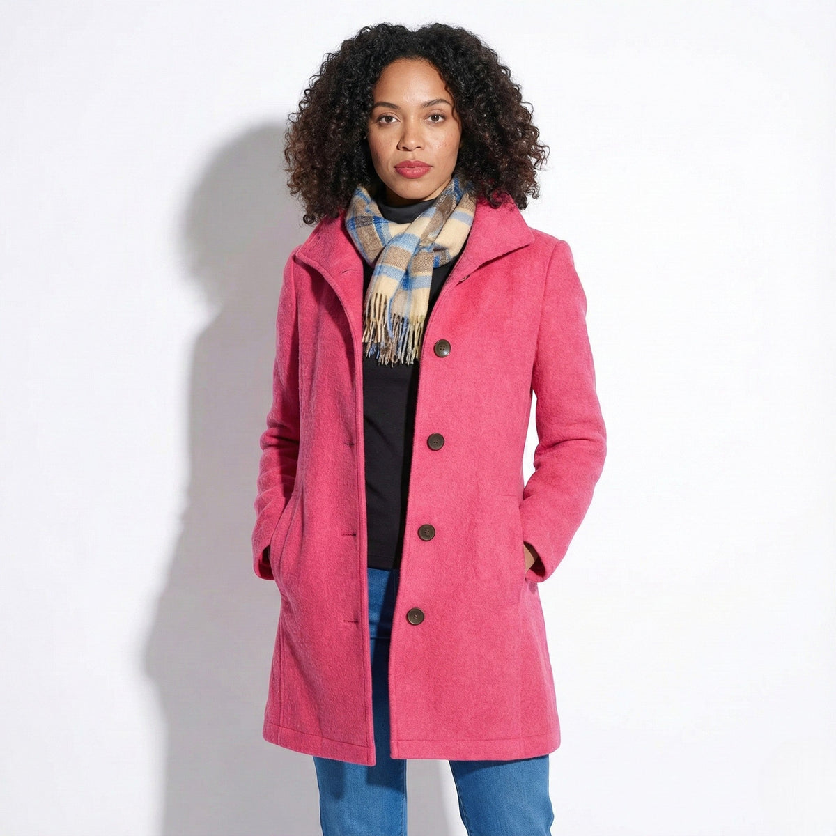 Soraya – Women’s Coat with Button Front - Trench Coats - Pink - Davies & Cooper