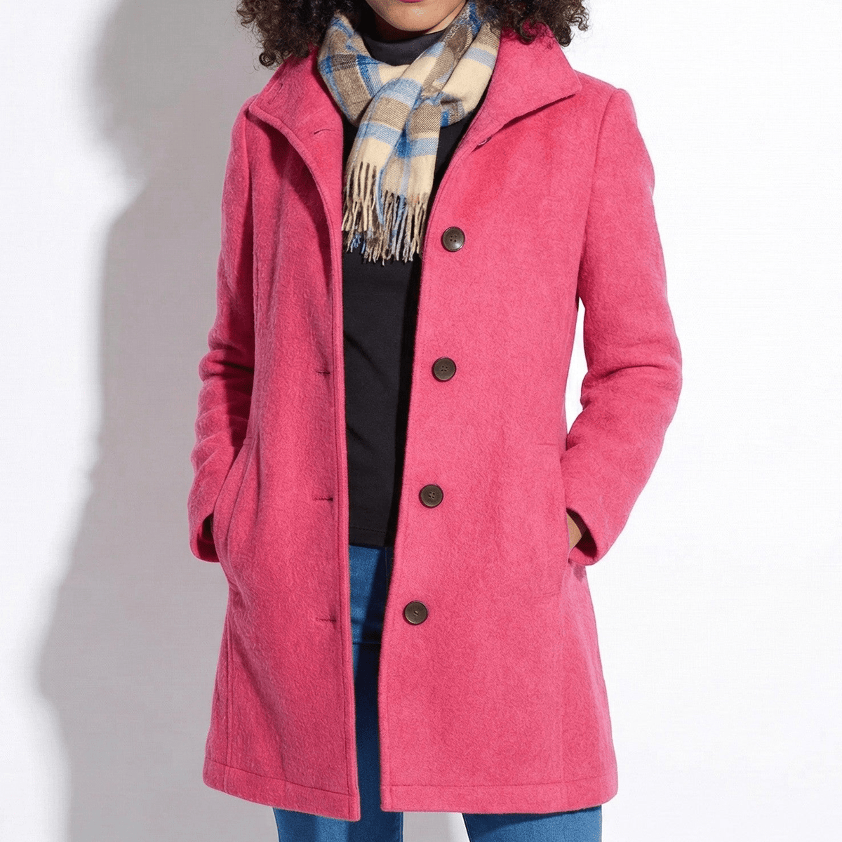 Soraya – Women’s Coat with Button Front - Trench Coats - Pink - Davies & Cooper