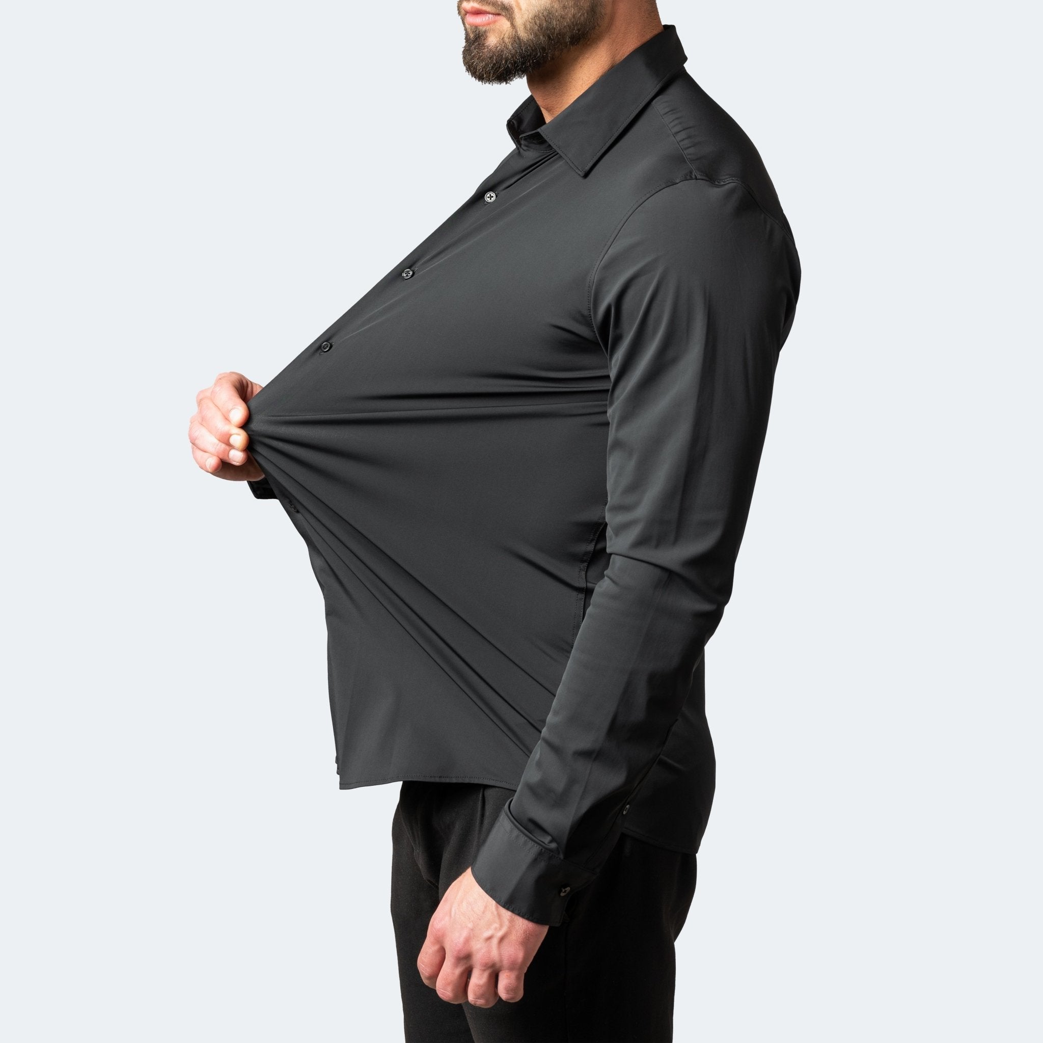 William - Men's Slim Fit Long Sleeve Stretch Shirt with Button Cuffs