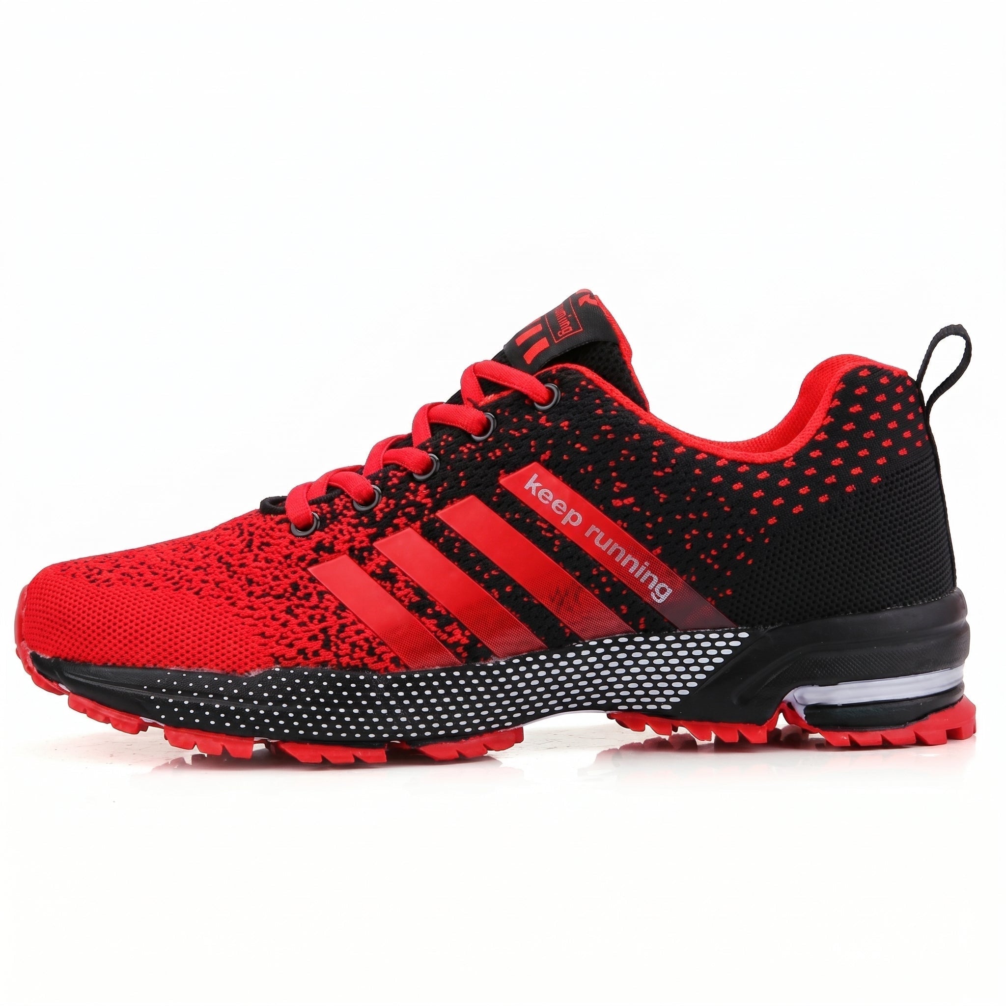 Theo - Men's Orthopaedic Sport Trainers with Striped Detail - Shoes - Red - Davies & Cooper
