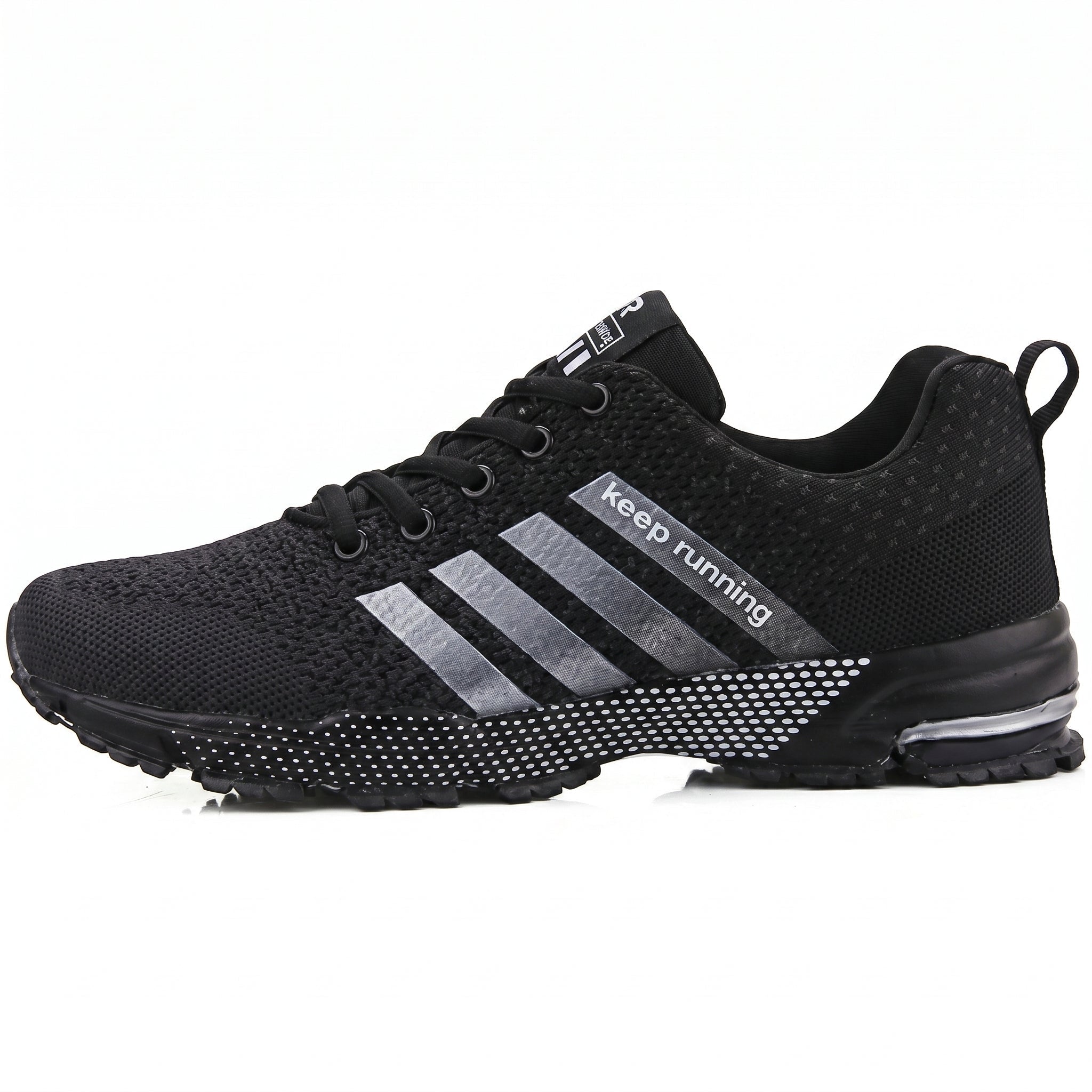 Theo - Men's Orthopaedic Sport Trainers with Striped Detail - Shoes - Black - Davies & Cooper