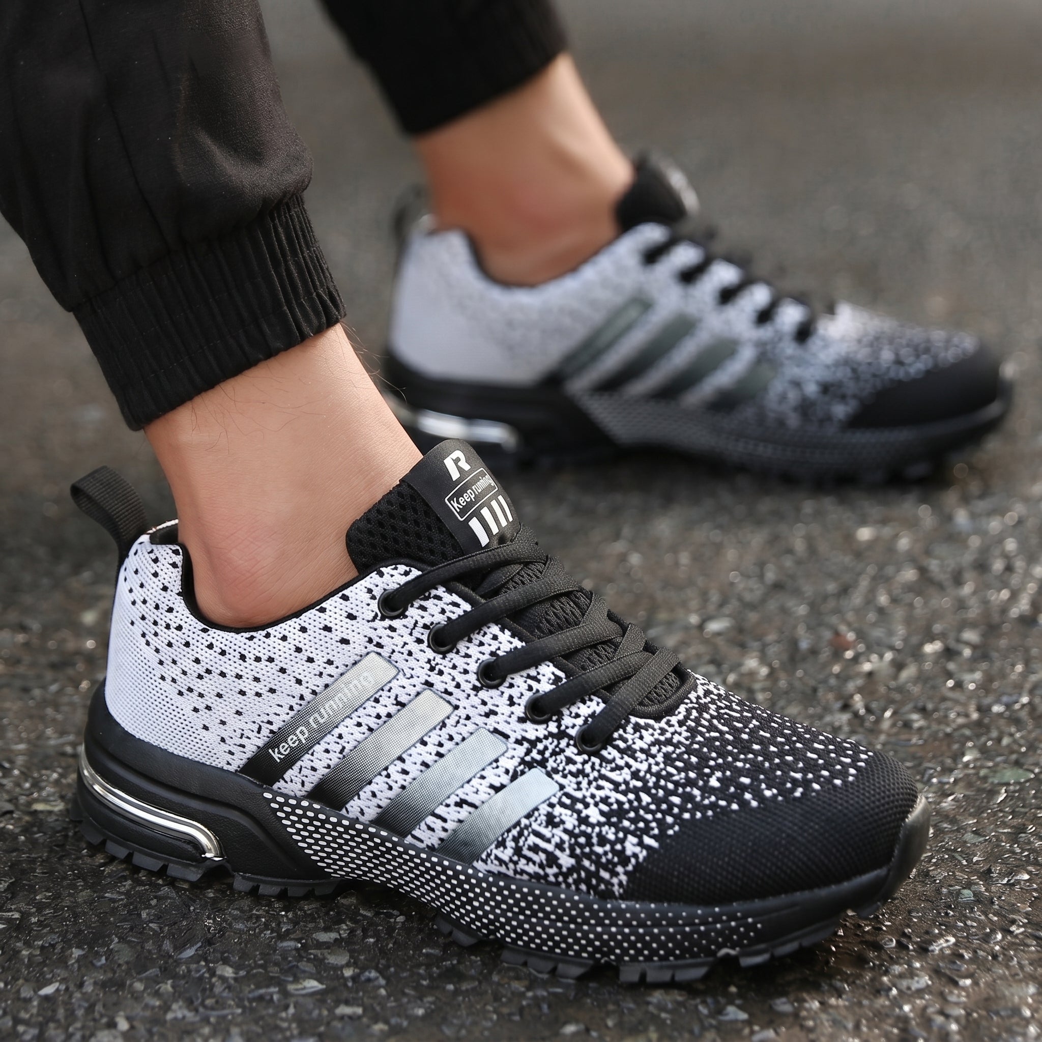 Theo - Men's Orthopaedic Sport Trainers with Striped Detail - Shoes - White - Davies & Cooper