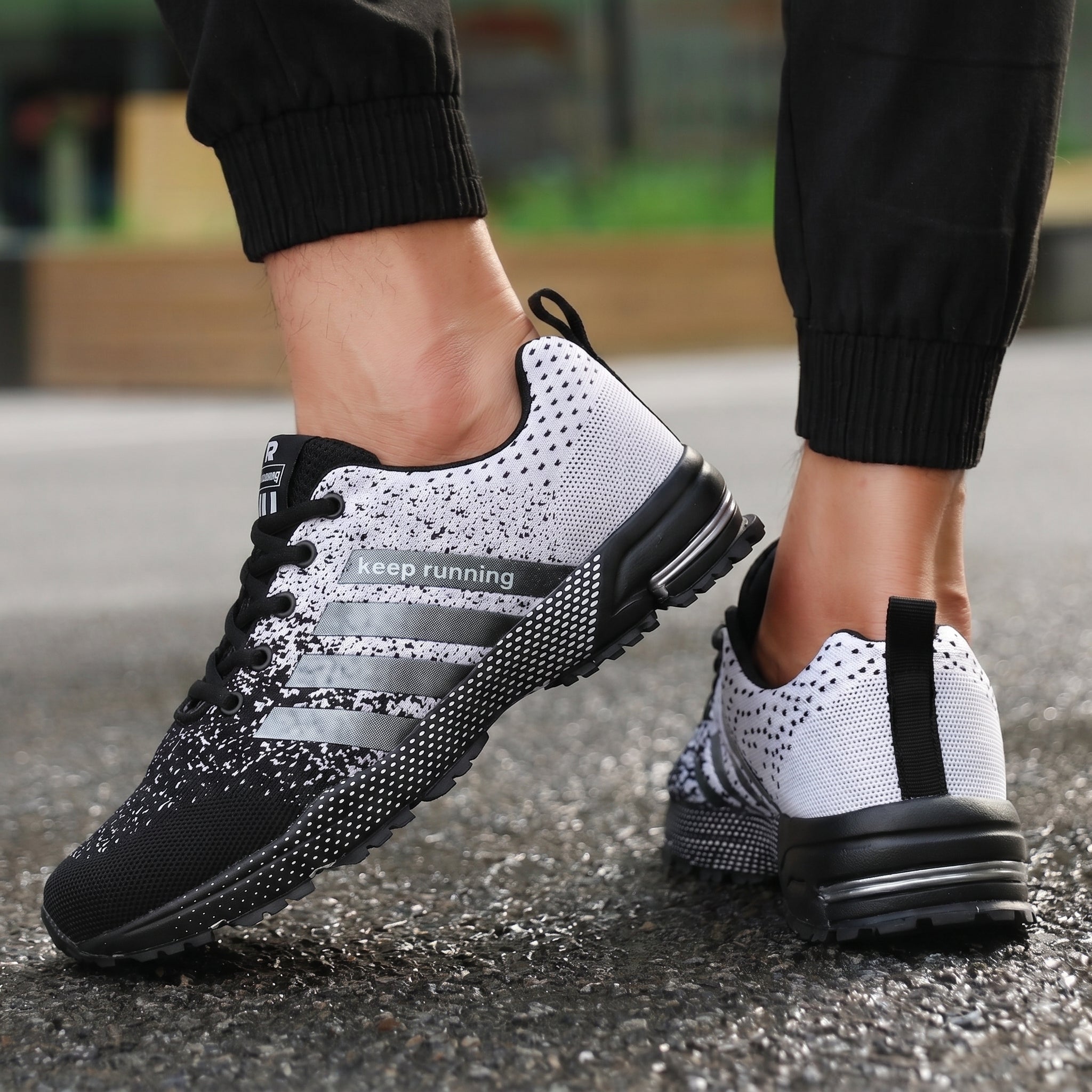 Theo - Men's Orthopaedic Sport Trainers with Striped Detail - Shoes - White - Davies & Cooper