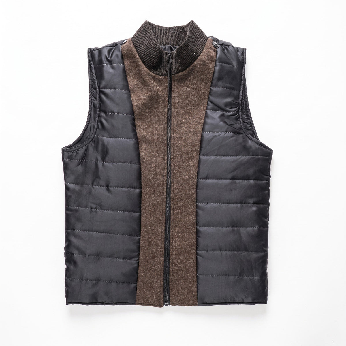 Thomas - Men's Wool-Look Longline Overcoat with Detachable Quilted Inner Vest - Overcoats - Dark Grey - Davies & Cooper