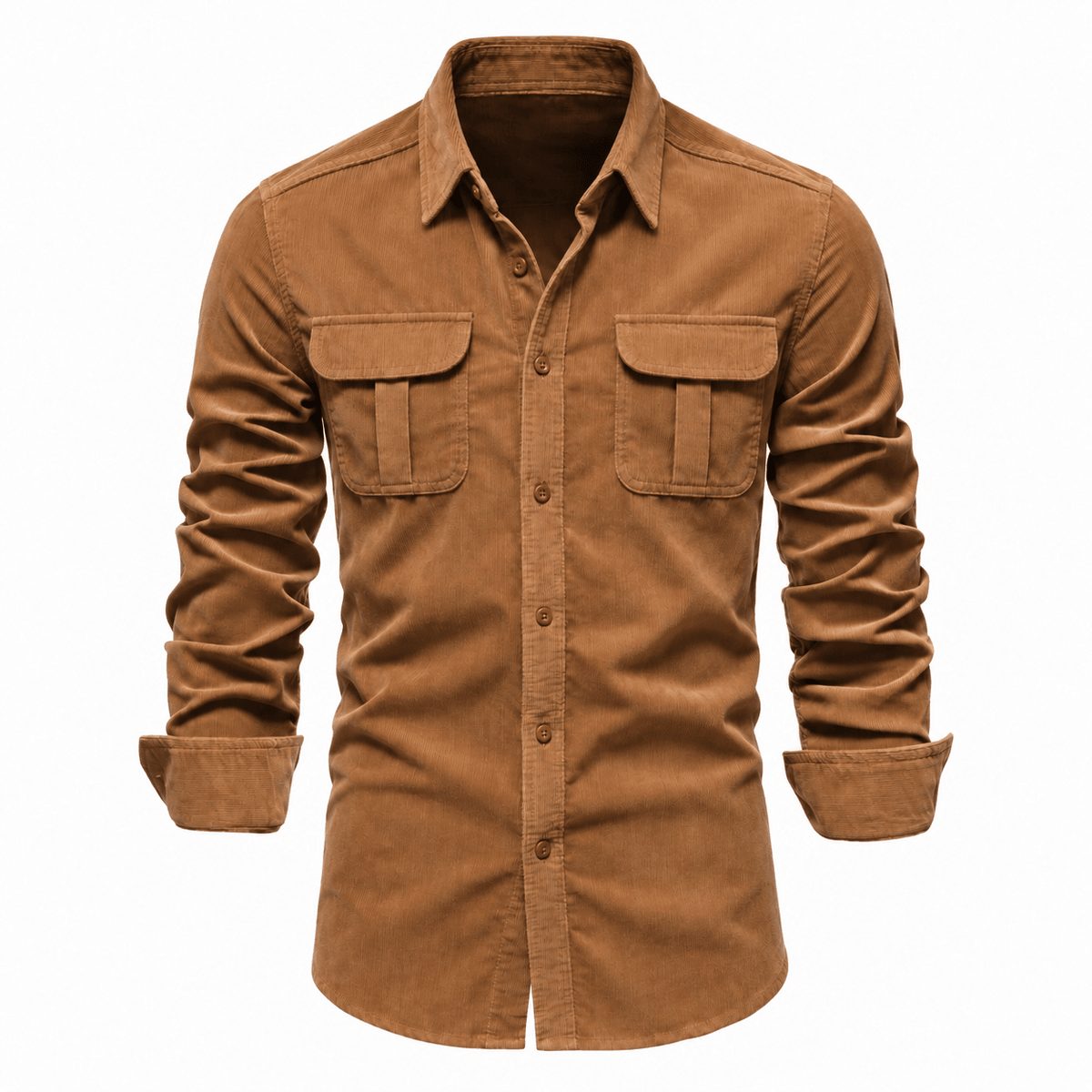 Tom - Men's Cotton Canvas Shirt Jacket with Chest Pockets - Shirts - Brown - Davies & Cooper