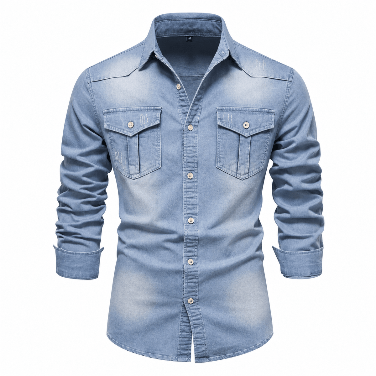 Tom - Men's Western Style Shirt with Chest Pockets - Shirts - Light Blue - Davies & Cooper